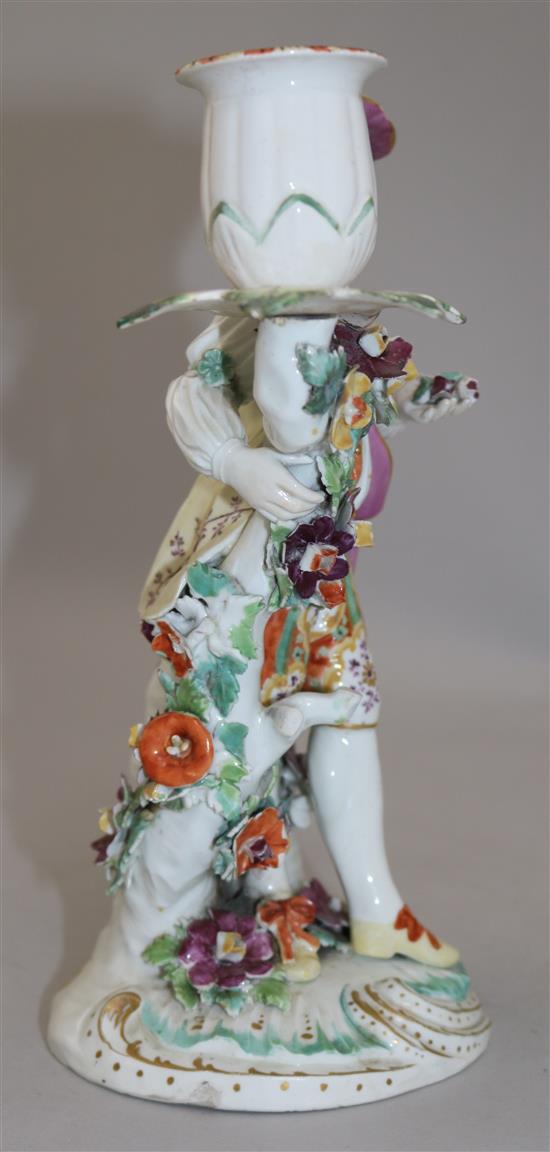 A Derby candlestick figure, late 18th century, 24cm